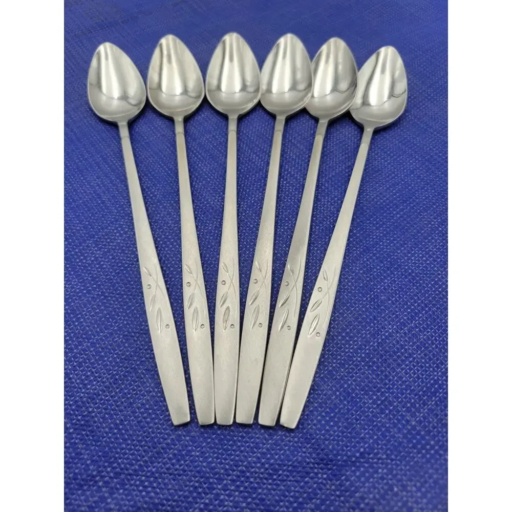 Oneida Will O' Wisp Iced Teaspoon Set 6 Stainless Flatware Rare Discontinued